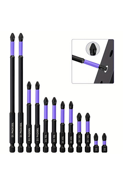 Choice1 12PCS Set Magnetic Screwdriver Bit Set PH2 Phillips 25-150mm Anti-sli...