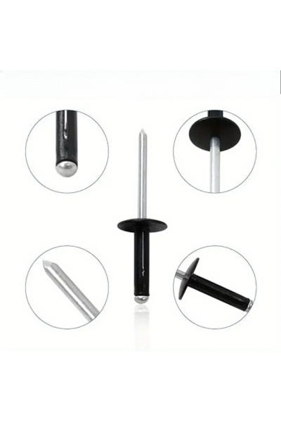 Choice 4X16-12mm 50pcs Black Painted Aluminium Trifold Blind Rivets Large Fla...