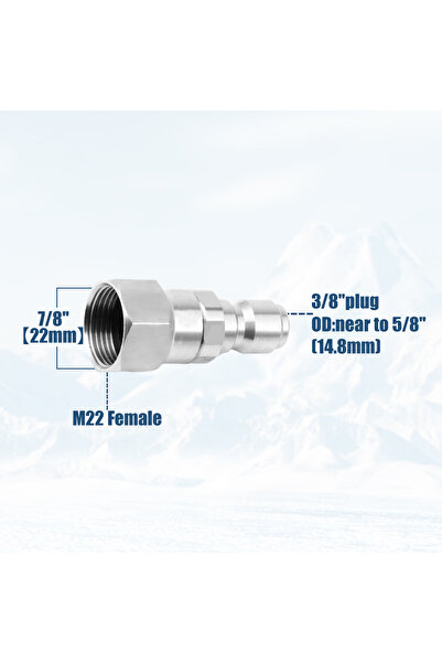 Choice1 M22 Female Pressure Washer Adapter 360°Swivel M22 14mm to 3/8 Quick C...