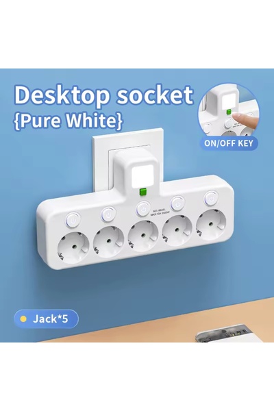 Choice8 AS PIC SHOW EU Plug Outlet 4 Sockets Multitap Wall Power Strip Electr...