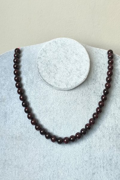 c-bhadu naturel Certified 7 mm Lal Granate Garnet Natural Stone Necklace