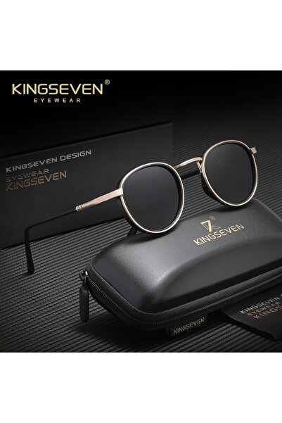 choice2 نظارات شمسية كلاسيكية ذهبية رمادية من KINGSEVEN للقيادة والأنشطة الخا...