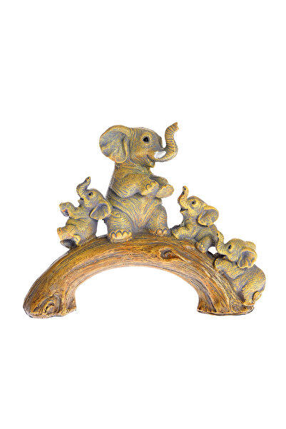 meli melo Statueta decorativa familie de elefanti pe trunchi de copac