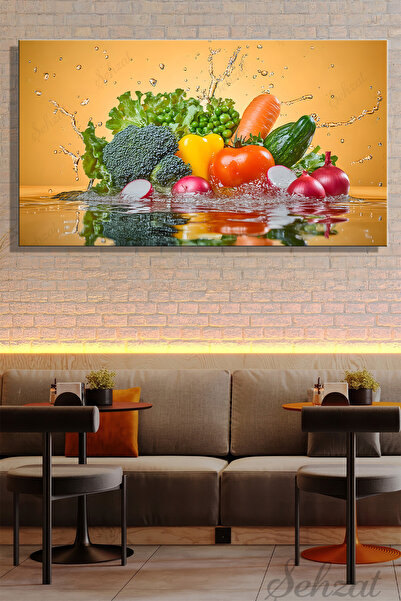 Şehzat Panoramik Yatay Kanvas Duvar Tablosu Tekli Lokanta Restoran Mutfak Vej...