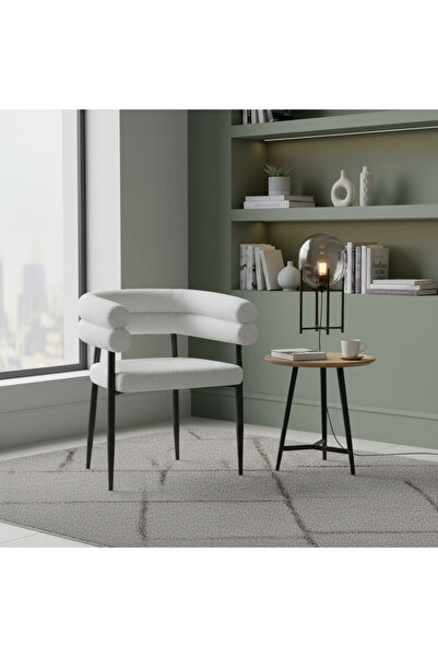 Ebticar Light Grey Side Chair with Curved Design