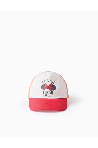 Ziddy Twill Cap With Minnie Print For Babies And Girls White Red Orange