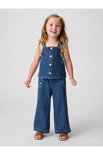 GAP Kız Bebek Mavi Denim Shell Askılı Üst