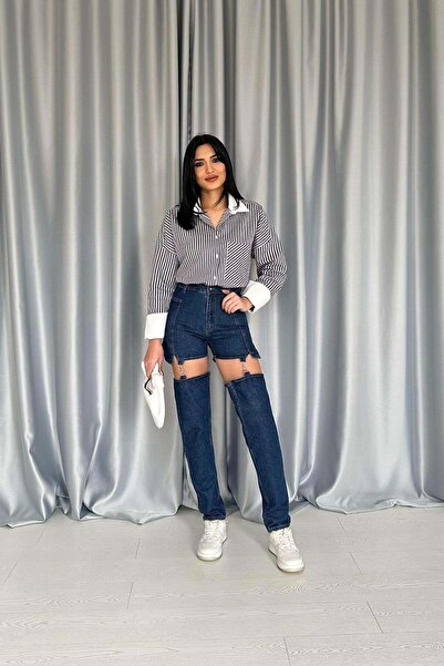 ozelia Blue Strappy Two Piece Jeans Trousers