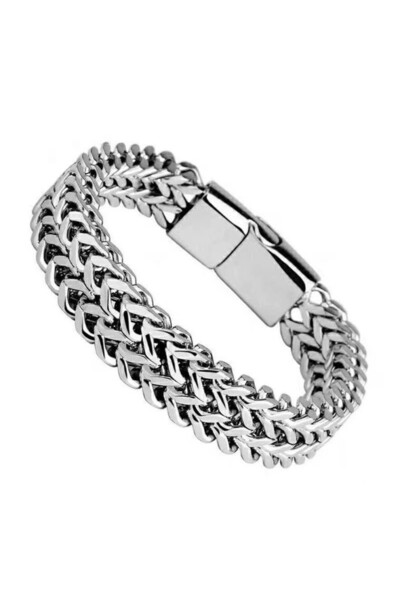 Choice1 21cm Silver Stainless Steel Bracelet Double Row Front and Rear Fish S...