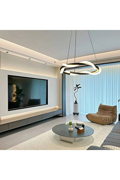 HAMER نجف مودرن أسود بإضاءة صفراء – 30 واط – قطر 60 سم