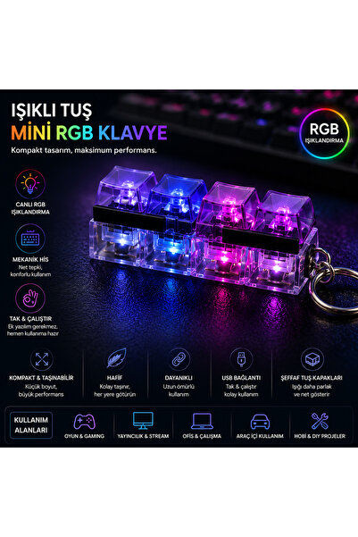 MİNDO Işıklı Stres Giderici Mini Klavye