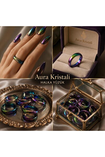 best bioenerji taş terapi Aura Crystal Rainbow Rainbow Crystal Ring Ring Colo...