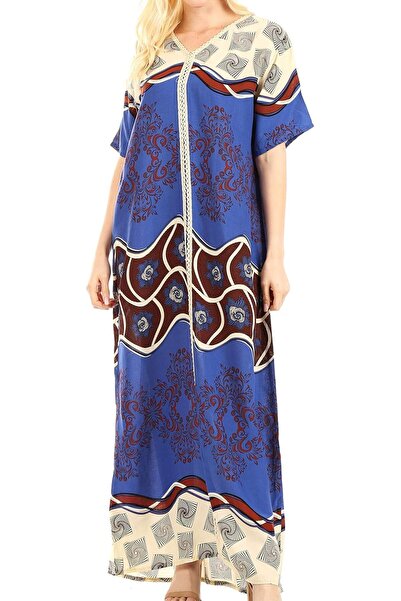 Sakkas Sabra Rochie Tunică Lungă Casual, Tip Caftan, cu Guler Călduros