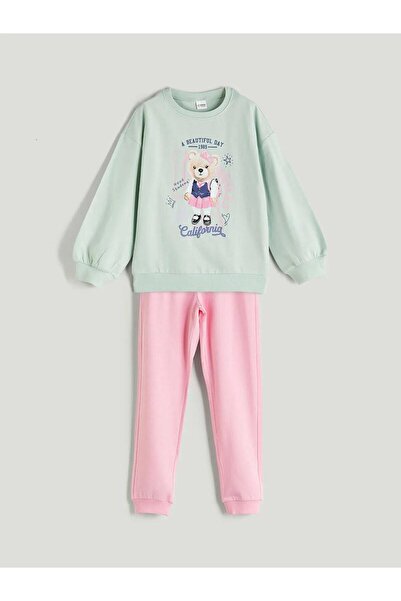 LC Waikiki Crew Neck California Printed Girls' Pajama Set (W5)