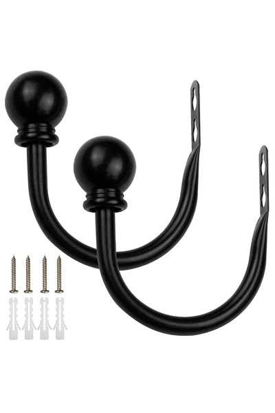 Choice4 S black 2Pcs Curtain Holdbacks Metal Tie Backs Curtain Holders Wall H...