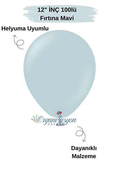 Organizasyon Pazarı Pack of 100 Balloons Storm Blue 12 Inch Decoration Party ...