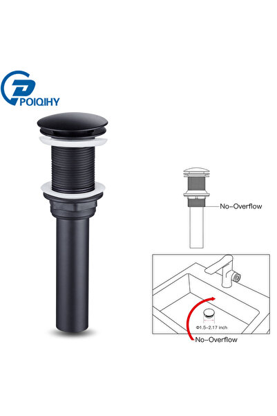 Choice without overflow A POIQIHY Matte Black Bathroom Lavatory Basin Sink Po...