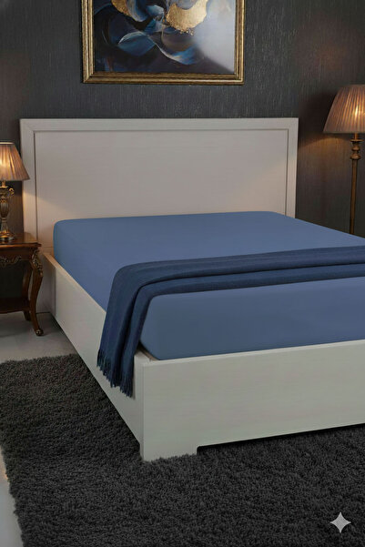 FAVORA 100% Cotton Ranforce Premium King Size Fitted Sheet - Indigo
