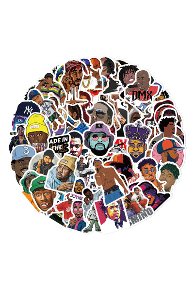 Choice 64Pcs East West Coast Rap Artists Stickers - Laptop/Guitar/Water Bottl...