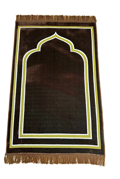 Keremzade Odak Kahve Gold Sade Makine Dokuma Kadife Seccade Namazlık 70x110 cm