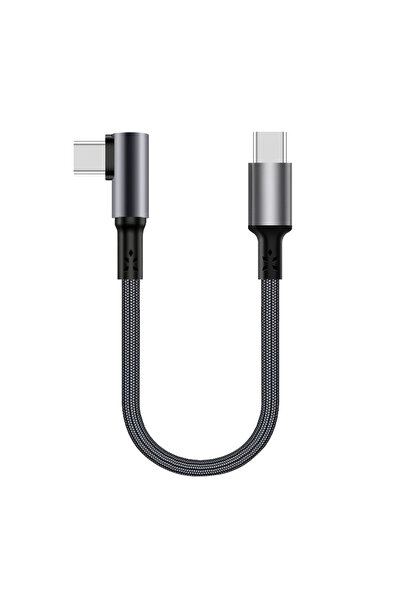 Choice12 0.15m Black LR C-C Short USB C to USB C Cable 90 Degree Right Angle ...