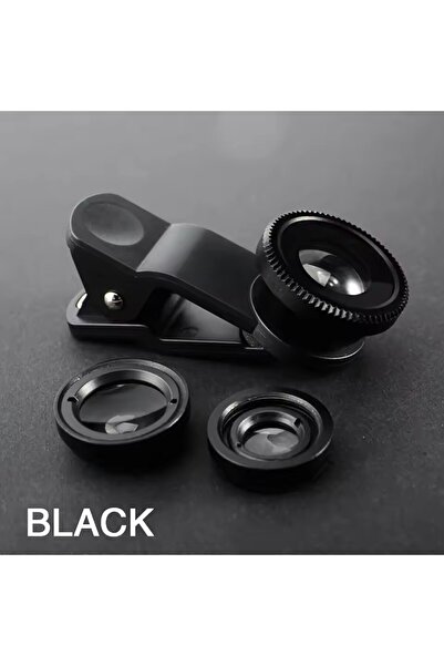 Choice4 black 3 in 1 Phone Lens 0.67X Wide Angle Zoom Fisheye Macro Lenses Ca...