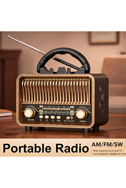 Choice راديو لاسلكي بني اللون قابل للنقل AM/FM/SW مع بطارية قابلة لإعادة الشح...