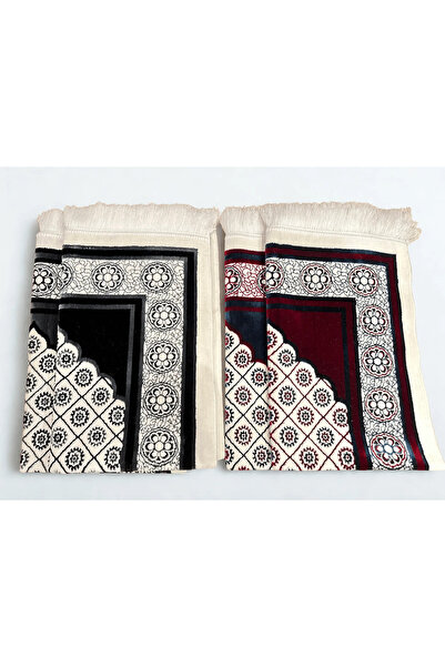Keremzade Zarif - 4'lü Hediyelik Seccade Seti Makine Dokuma Kadife 70x110 cm