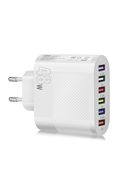 Choice3 EU White 48W 6 Ports USB Charger Quick Charger 3.0 Fast Mobile Phone ...