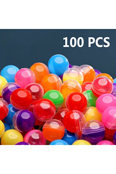 Choice 100 قطعة كبسولات بلاستيكية دائرية فارغة شفافة ملونة بألوان مختلطة للبي...