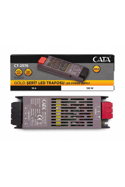 Cata CT-2576v Gold Şerit Led Trafosu 120W 10A 12V Klemensli Led Driver