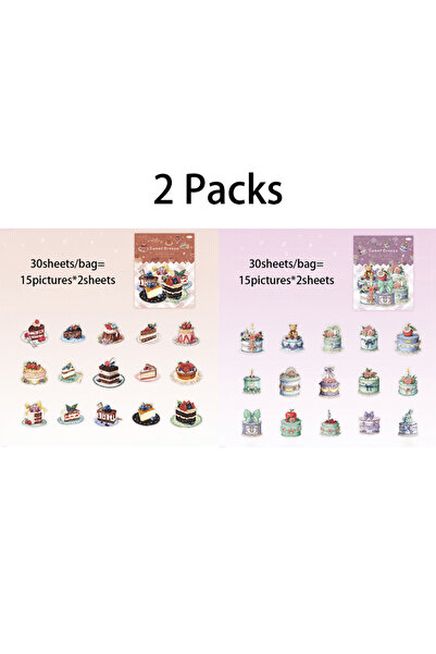 Choice S31378-34 ماركة Mr.Paper، عبوتان من ملصقات PET بتصميم الكيك، ملصقات زخ...