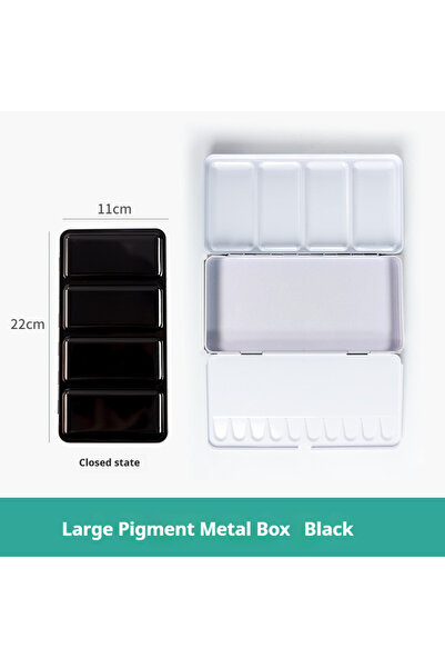 Choice8 1pc large black Empty Metal Watercolor Tin with Fold-Out Palette Port...