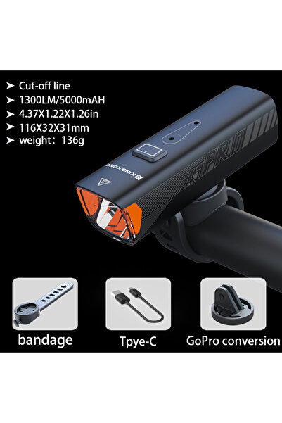 choice2 مصباح دراجة LED من نوع KING KONG X7pro بسعة 3000-5000 مللي أمبير، 100...