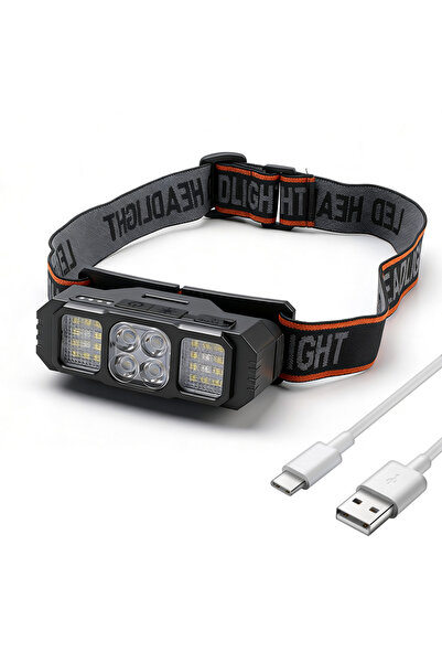 Choice مصباح رأس LED قوي من BORUiT أسود اللون قابل لإعادة الشحن بمنفذ Type-C،...