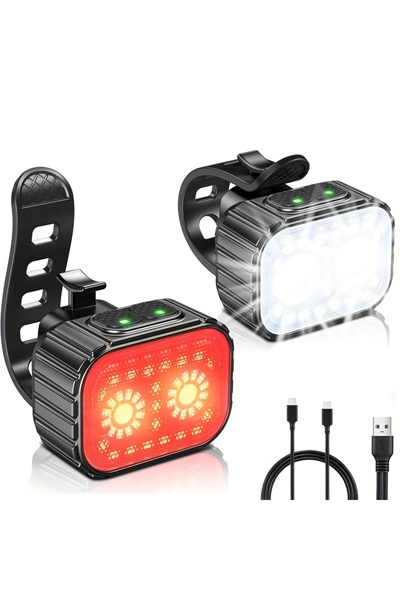 Choice Black 2 Lights Bicycle Lights Front and Rear Bicycle Led Lights Flashl...