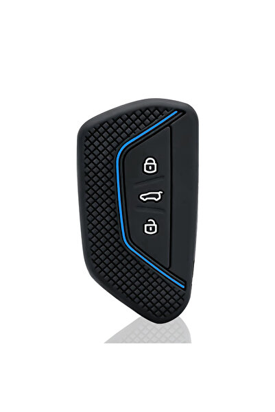 choice2 Blue Line Silicone Car Key Fob Chain Case Cover For VW Golf 8 ID.3 ID...