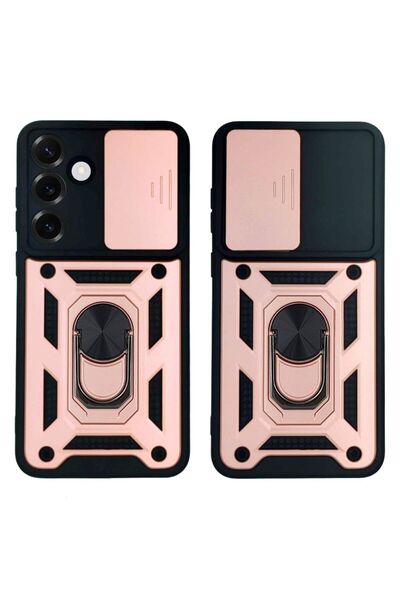 Sonique Θήκη Ring Armor CamPro για Samsung Galaxy S25 Plus Ροζ Χρυσό