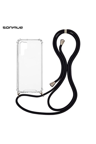Sonique Θήκη Σιλικόνης με Κορδόνι Armor Clear Huawei P30 Pro Μαύρο