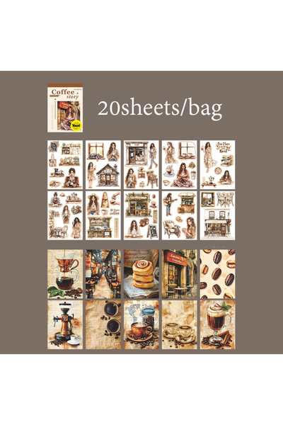 Choice S27874-2 Mr Paper 20pcs Cafe Story Series Coffee Theme Sticker Book DI...