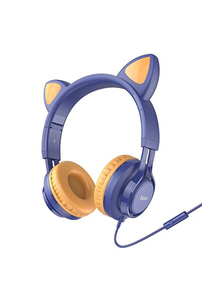 Hoco Ενσύρματα Ακουστικά Cat Ear W36 Μπλέ