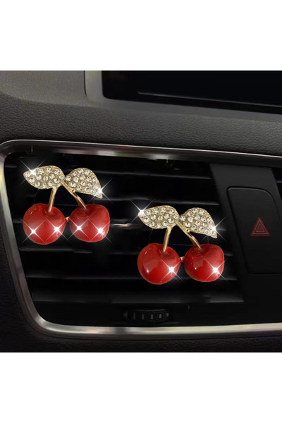 choice2 2pcs Cherry Red Cherry Car Air Vent Perfume Clip Cute Cars Aroma Diff...