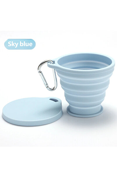 Choice A0486-SKY BLUE 1pcs Portable Silicone Folding Cup with Hanging Hole Co...