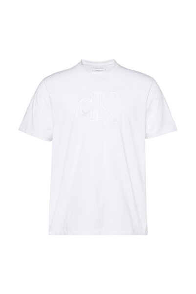 Calvin Klein Tricou bărbătesc cu mânecă scurtă, cu imprimeu mono în relief, M
