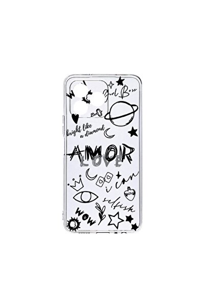 bestcase ¬Æ Husa Clear Silicon 2MM, Compatibila Cu Xiaomi Redmi 13, Goth Love...