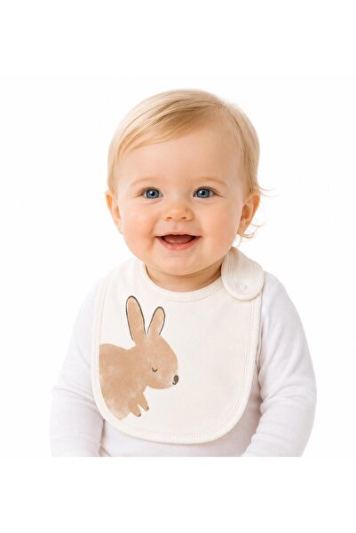 NiLi Minimal Rabbit Embroidered Baby Bib