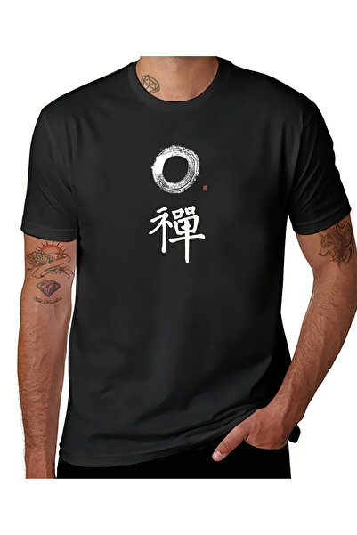 yiou trendy clothing قميص/تي شيرت برقبة دائرية من Enso بتصميم الخط الياباني ع...