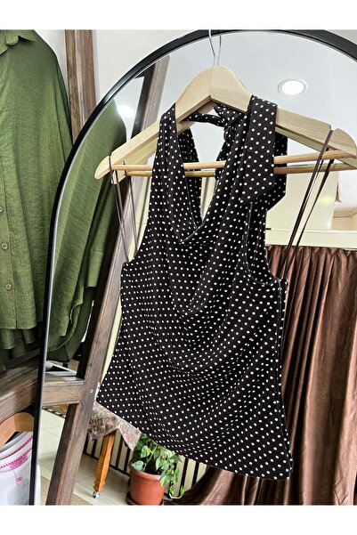 MODEL DLVN- Degaje Yaka Haler Top (kahverengi)