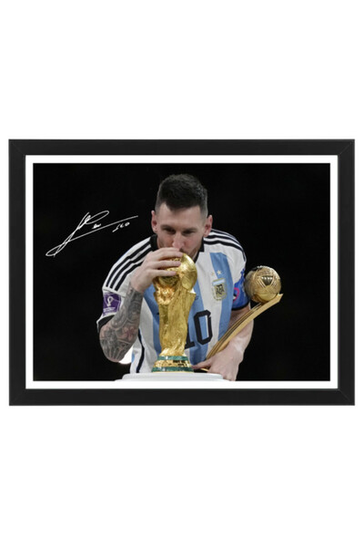 Boomah Accessories Lionel Messi Argentina Champion Autographed Poster with Fr...