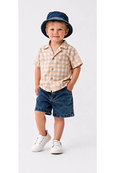 Generic Brand 2/6 Years Old Children's 3-Piece Set with Denim Hat and Shorts